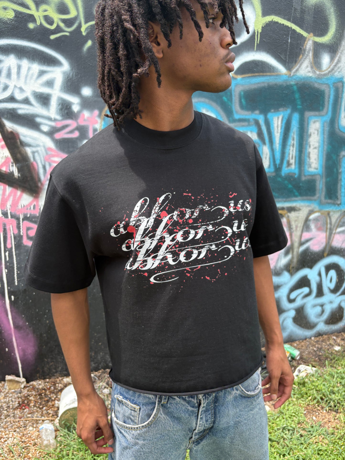 Cropped oversized abhor tee “Black”
